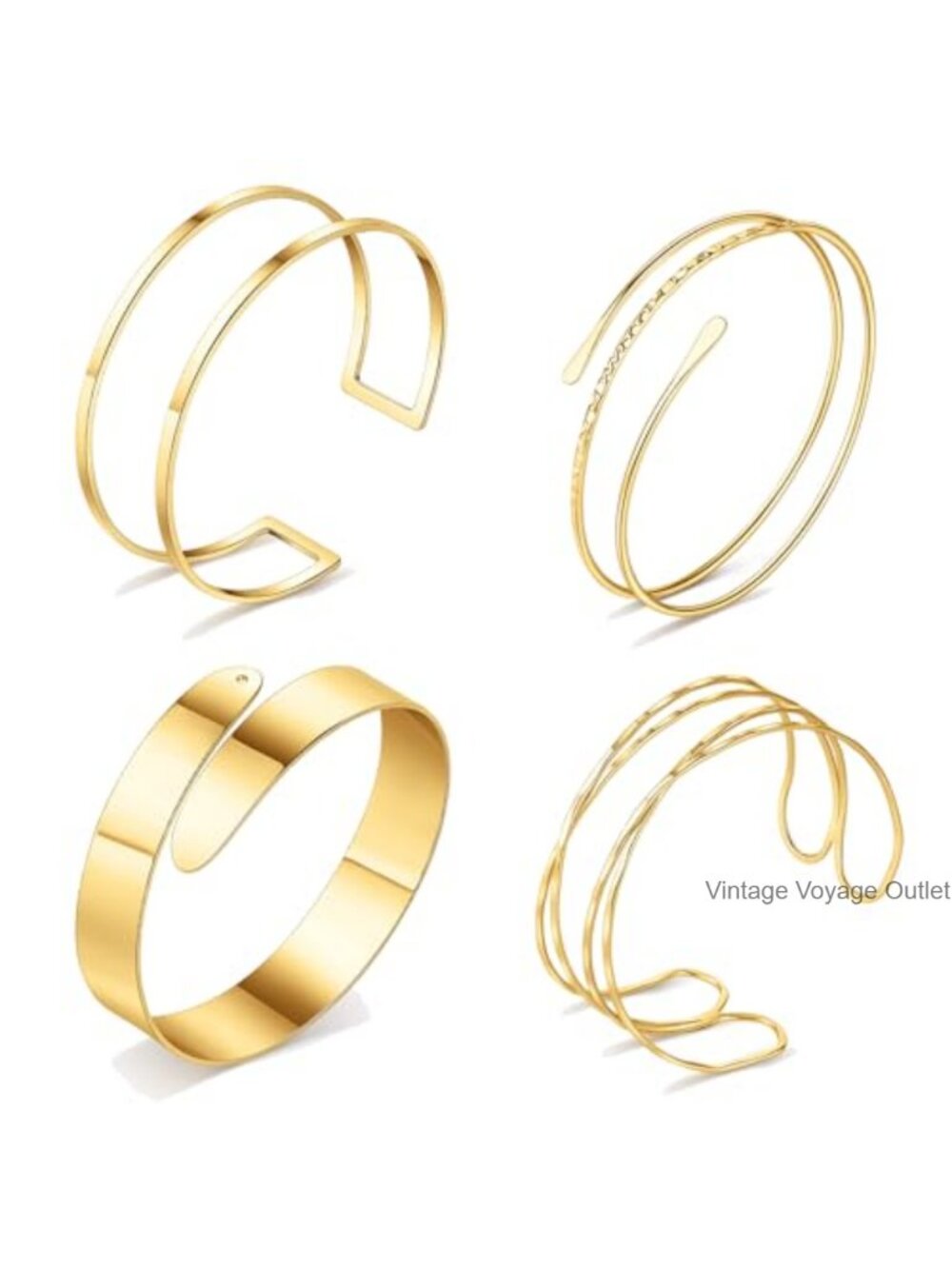4PCS Adjustable Arm Cuff Bracelet Set Alloy Upper Arm Jewelry for Women